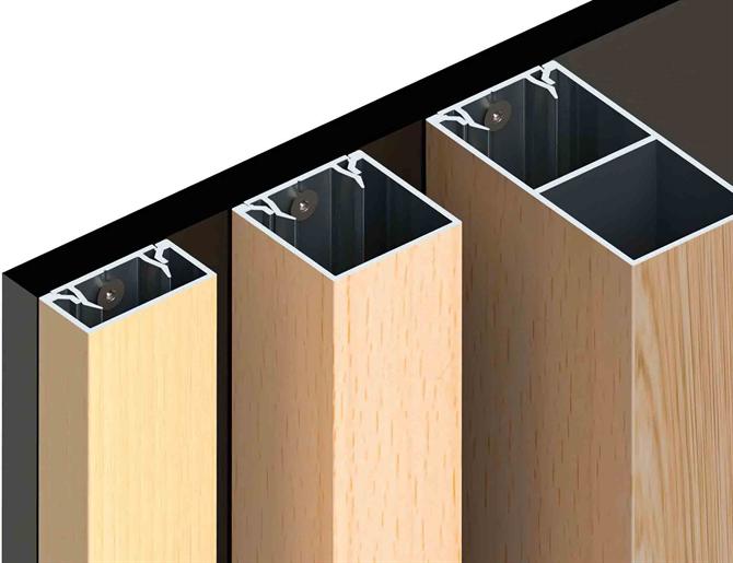 Perfil aluminio Revestimiento pared techo imitacion madera barcelona